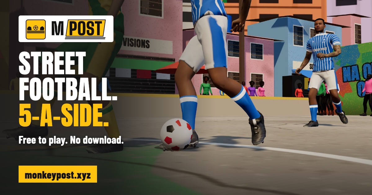 A player dribbling a football on a street pitch in Monkey Post